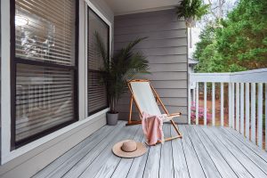 relaxing area on wooden deck and terrace