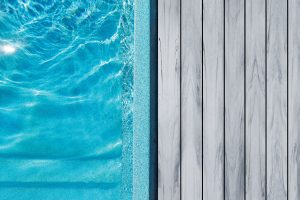 Overhead shot of Dovetail Composite Decking with Pool