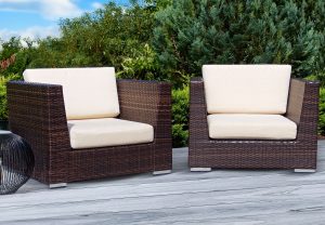 Composite deck with wicker furniture