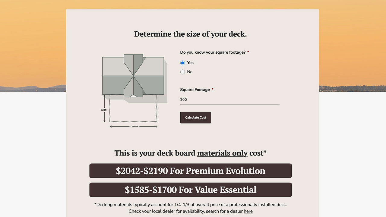 Armadillo Composite Decking Cost Calculator