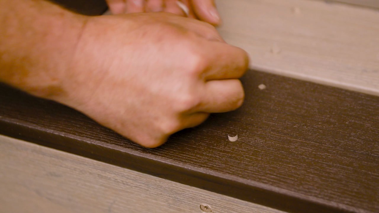 Color-matched screws and plugs for Armadillo composite deck finishing